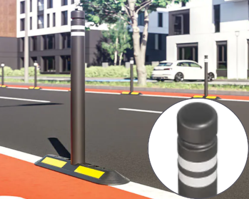 Miejski słupek uliczny blokujący czarny z odblaskową taśmą Classic