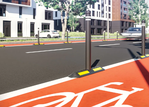 Miejski słupek uliczny blokujący czarny z odblaskową taśmą Classic