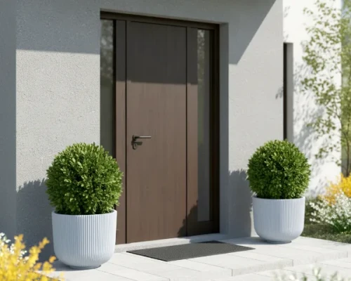 donica-okragla-milly-39-cm-szara-prosperplast-aranzacja-przed-domem