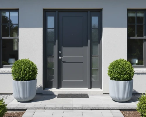 donica-okragla-milly-54l-szara-prosperplast-aranzacja-przed-domem