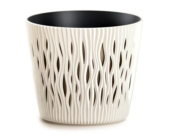 doniczka okragla z wkladem kermowa 0,9L prosperplast sandy round