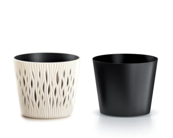doniczka ozdobna z wkladem kremowa 13 cm prosperplast sandy round