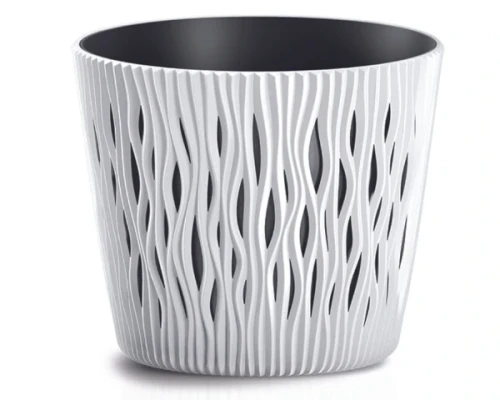 doniczka okragla z wkladem biala 1,7L prosperplast sandy round