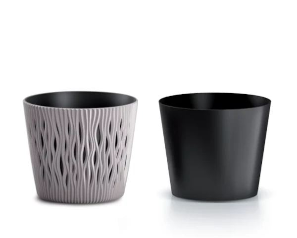 doniczka ozdobna z wkladem mocca 19 cm prosperplast sandy round