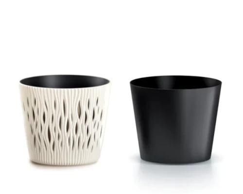 doniczka ozdobna z wkladem kermowa 16 cm prosperplast sandy round