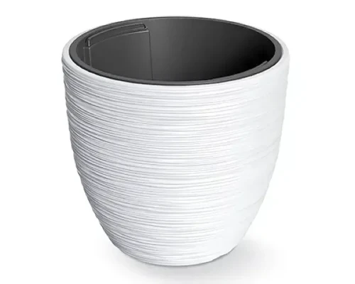 doniczka okrągła 30cm z wkładem 10 l kolor biały prosperplast furu barrel
