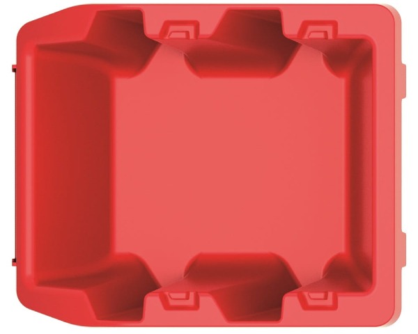 Widok od góry na pojemną kuwetę na drobnicę w warsztacie