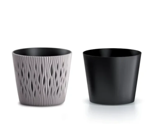 doniczka ozdobna z wkladem mocca 26 cm prosperplast sandy round