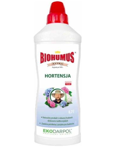 Ekologiczny nawóz płynny Biohumus Extra do hortensji Ekodarpol, butelka 0,7 l