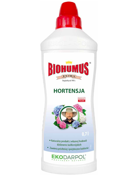 Ekologiczny nawóz płynny Biohumus Extra do hortensji Ekodarpol, butelka 0,7 l