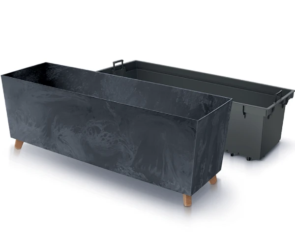 rosperplast urbi case doniczka podluzna na nozkach z wkladem antracyt 77 cm