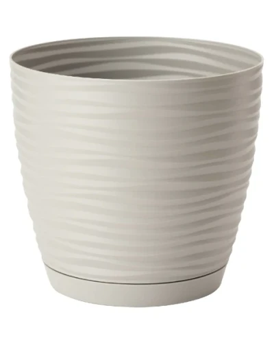 doniczka okragla z podstawka szara form plastic sahara round 19 cm