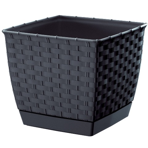 Doniczka kwadratowa z podstawką 6L antracyt Ratolla Square