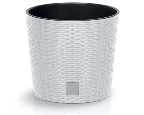 Biała doniczka okrągła 4,75L z wkładem 4L Rato Round