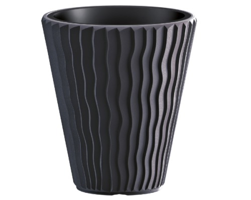 Czarna donica ogrodowa 33 cm + wkład 8L mrozoodporna Sandy