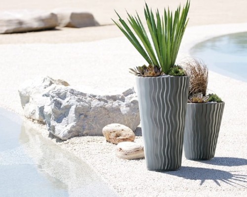 Czarna donica ogrodowa 33 cm + wkład 8L mrozoodporna Sandy