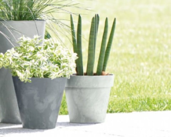 doniczka okragla 40 cm antracyt tubus beton effect-aranzacja-w-ogrodzie