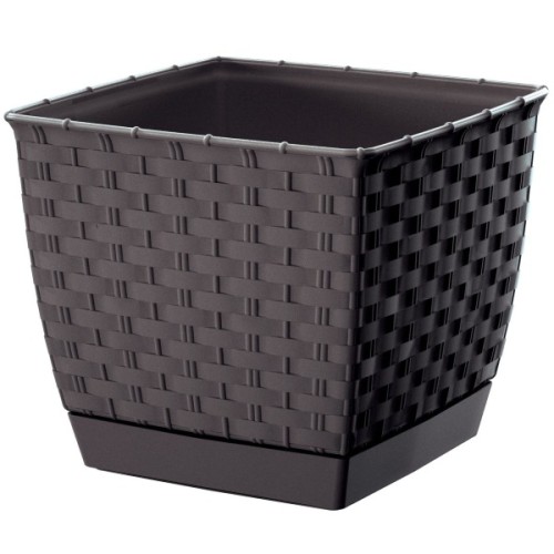 Doniczka kwadratowa z podstawką 2,5 l brązowa Ratolla Square