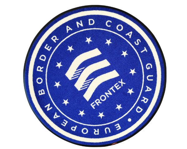 Wycieraczka z własnym nadrukiem okrągła Frontex - realizacja Stamats