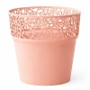 Osłonka na doniczkę Tree Prosperplast 18cm różowa na białym tle