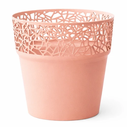 Osłonka na doniczkę Tree Prosperplast 18cm różowa na białym tle