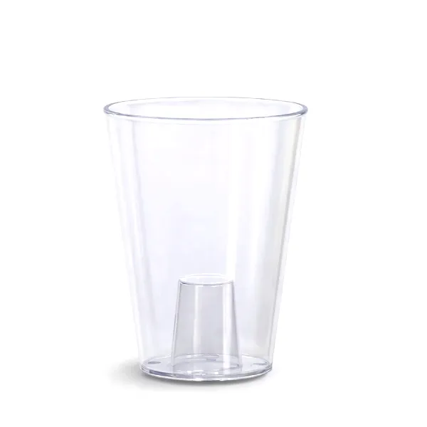 Transparentna doniczka Coubi Orchid DUS130P Prosperplast o średnicy 13 cm na białym tle. Widoczne smukłe, wysokie ścianki i przezroczysty materiał.