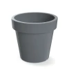 Szara doniczka okrągła Lofly 20 cm DLOF200 Prosperplast. Matowa, klasyczna doniczka przedstawiona na białym tle.