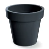 Antracytowa donica okrągła Lofly 48 cm DLOF500 Prosperplast. Model o pojemności 48 litrów zaprezentowany na białym tle.