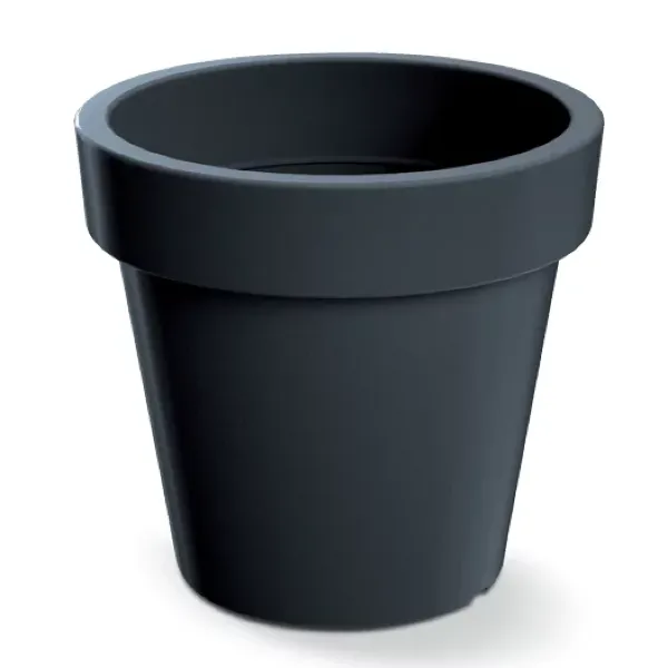 Antracytowa donica okrągła Lofly 48 cm DLOF500 Prosperplast. Model o pojemności 48 litrów zaprezentowany na białym tle.