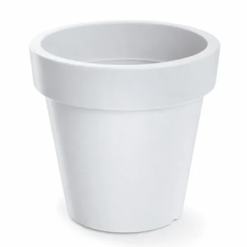 Biała donica okrągła Lofly 48 cm DLOF500 Prosperplast. Klasyczny kształt, matowa powierzchnia. Donica zaprezentowana na białym tle.