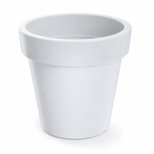 Biała donica okrągła Lofly 58 cm DLOF600 Prosperplast. Minimalistyczny kształt, matowa powierzchnia. Donica zaprezentowana na białym tle.
