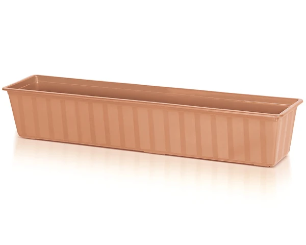 Skrzynka balkonowa Agro 70 cm IS700 Prosperplast terakota. Podłużna doniczka na białym tle.