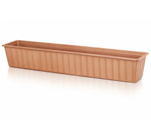 Długa skrzynka balkonowa Agro 100 cm IS1000 Prosperplast w kolorze terakoty. Klasyczna podłużna doniczka na białym tle.