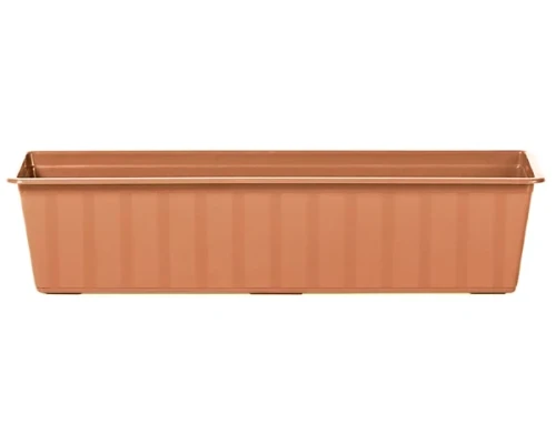 Skrzynka balkonowa Agro 60 cm IS600 Prosperplast terakota. Podłużna doniczka na białym tle.