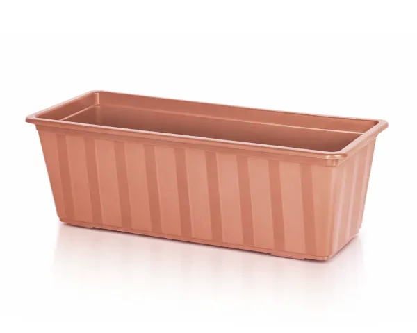 Skrzynka balkonowa Agro 40 cm IS400 Prosperplast terakota. Podłużna doniczka na białym tle.