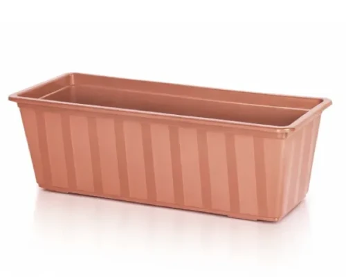 Skrzynka balkonowa Agro 50 cm IS500 Prosperplast terakota. Podłużna doniczka na białym tle.
