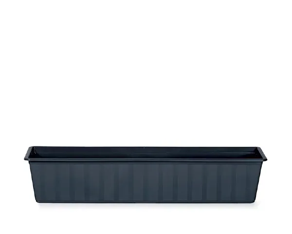 Antracytowa skrzynka balkonowa Agro 70 cm IS700 Prosperplast. Ciemna doniczka na białym tle.