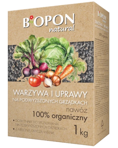 Opakowanie nawozu organicznego Bopon do warzyw i na podwyższone grządki na białym tle