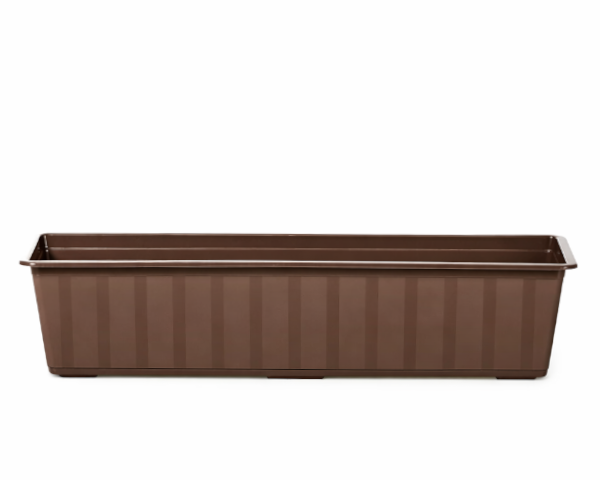 Brązowa skrzynka balkonowa Agro 60 cm IS600 Prosperplast. Klasyczna podłużna doniczka widok przodu.