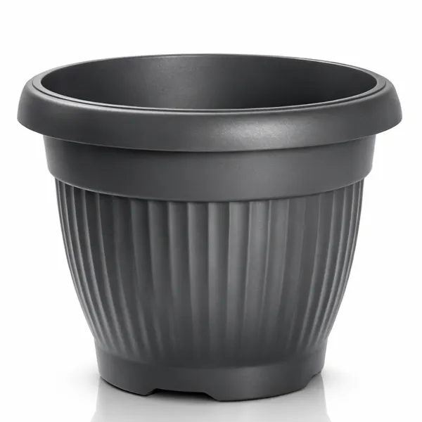 Doniczka okrągła Terra 25cm (5L) antracyt Prosperplast  DCE25 na białym tle