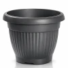 Doniczka okrągła Terra antracyt Prosperplast 30cm (8L) na białym tle