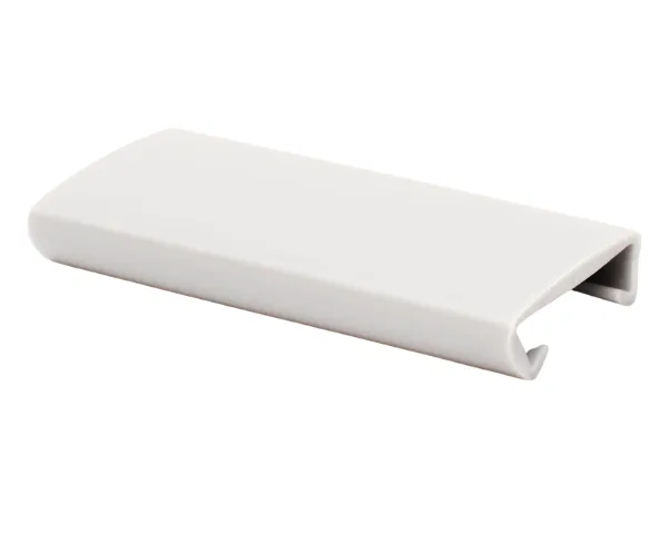 Zbliżenie na przekrój elastycznej listwy poręczowej 40x8 mm w kolorze białym.