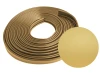 Złota okładzina poręczowa 50x8 mm z PVC, zwinięta w rolkę o długości 20 m wraz z próbką koloru.