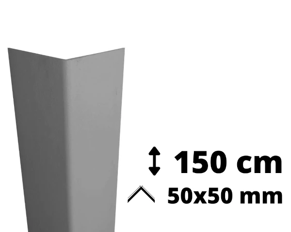 Narożnik ochronny z PVC AcroMat o symetrycznym przekroju 50x50 mm i długości 150 cm.