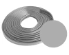 Szara okładzina poręczowa 30x8 mm z PVC, zwinięta w rolkę o długości 20 m wraz z próbką koloru.