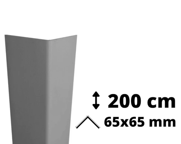 Narożnik ochronny z PVC AcroMat o symetrycznym przekroju 65x65 mm i długości 200 cm.