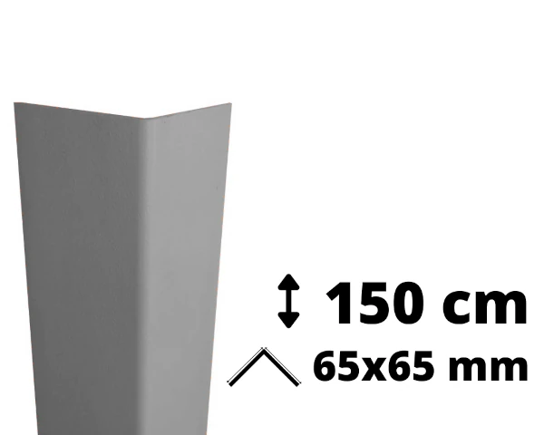 Narożnik ochronny z PVC AcroMat o symetrycznym przekroju 65x65 mm i długości 150 cm.