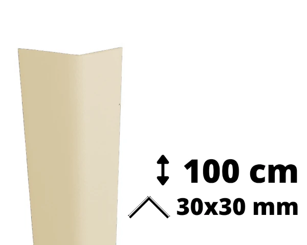 Narożnik ochronny beżowy z PVC AcroMat o symetrycznym przekroju30x30 mm i długości 100 cm.