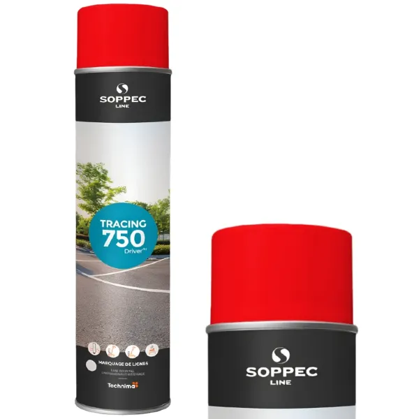 Farba w sprayu do malowania linii Soppec Tracing w kolorze czerwonym, puszka 750 ml.