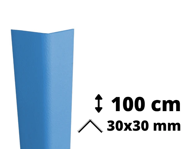 Narożnik ochronny z PVC AcroMat o symetrycznym przekroju 30x30 mm i długości 100 cm kolor niebieski.